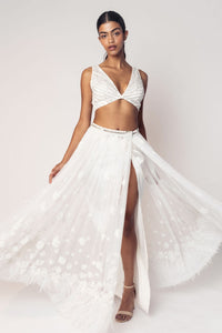THE AMAN CROP TOP WITH TWIST SKIRT AND AN OVERLAYER SKIRT