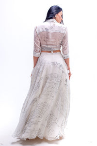 Beatrix Love Letter Print Wrap Shirt with Skirt