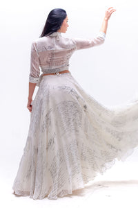 Beatrix Love Letter Print Wrap Shirt with Skirt