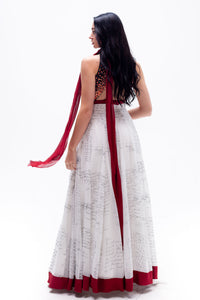 Anna Crop Top Skirt Set with Scarf Tie