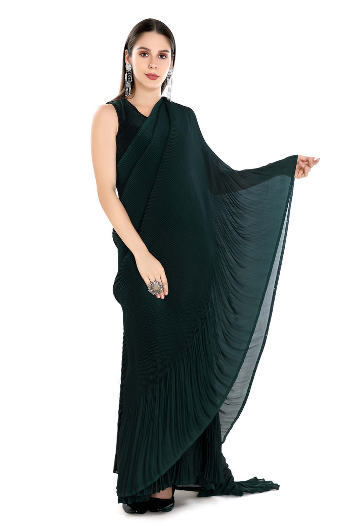 Crushed Satin Gown Sari