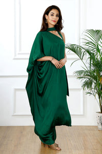 Emerald drape one shoulder scarf tie set