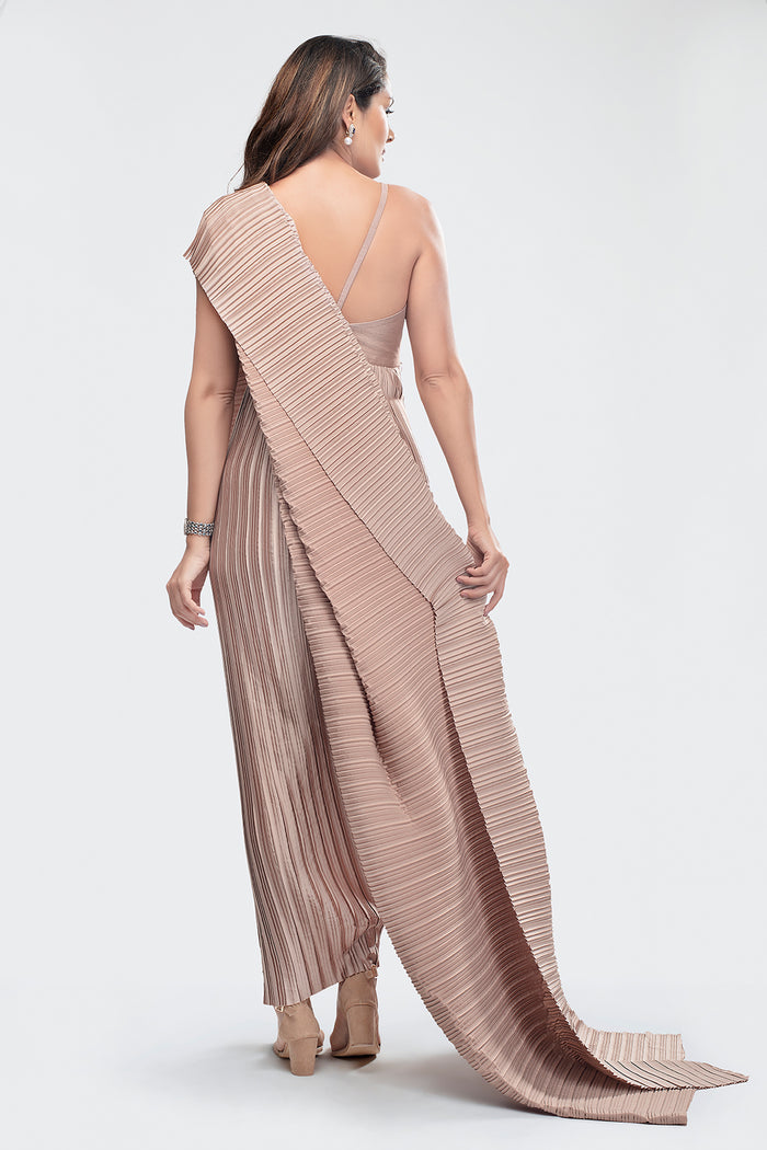 Pleated Stitched Chudidar Sari