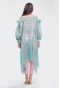 Assymetric Tunic with Crop Top and Pants