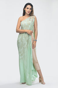 One Shoulder Cape Kurta and Pants