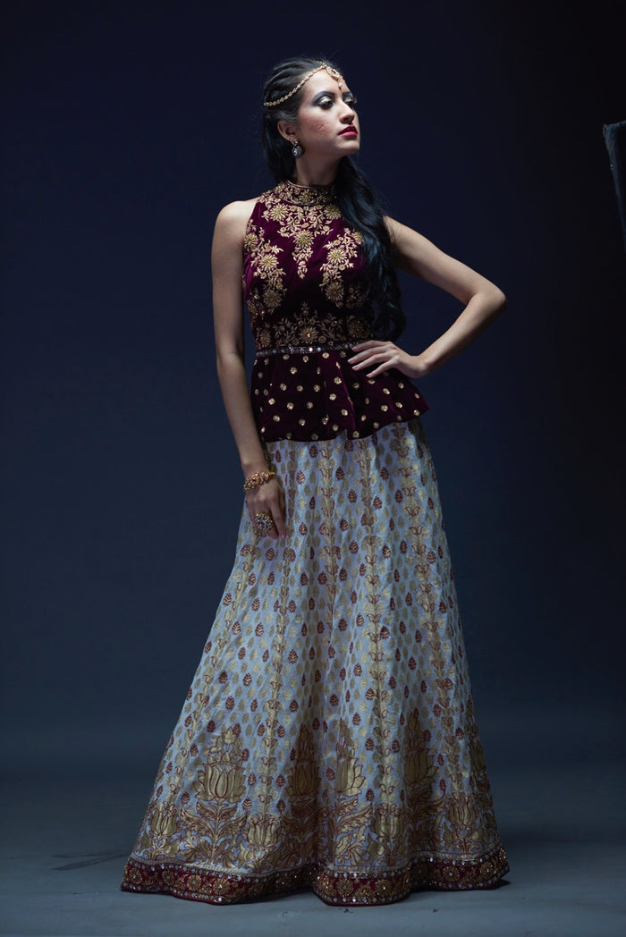 Khaleesi Lehenga with Peplum Top