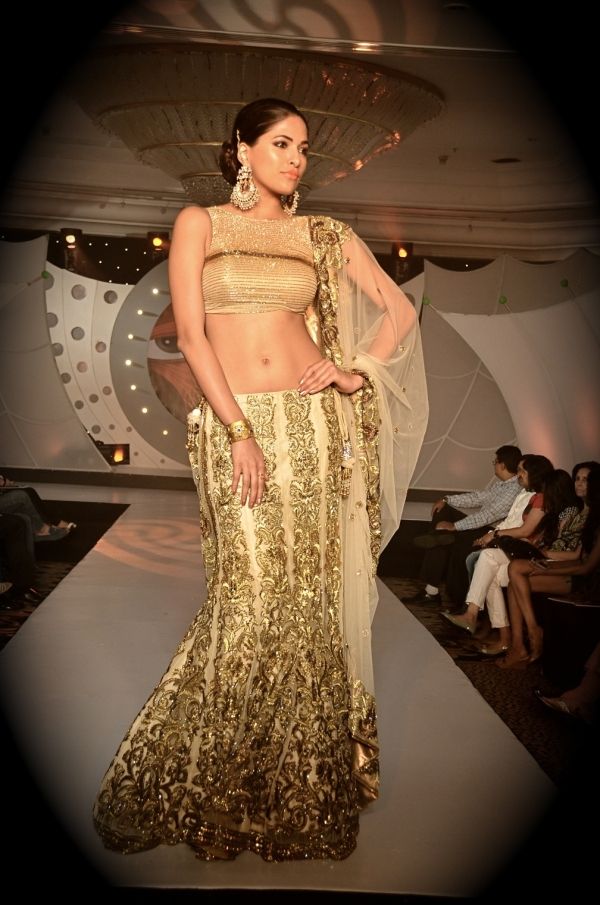 Parvati Ivory and Gold Ombré Lehenga