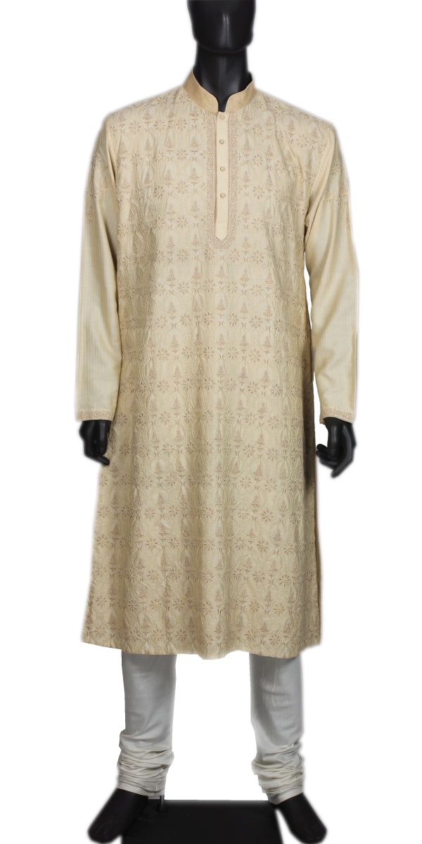 Beige Cord Work Kurta
