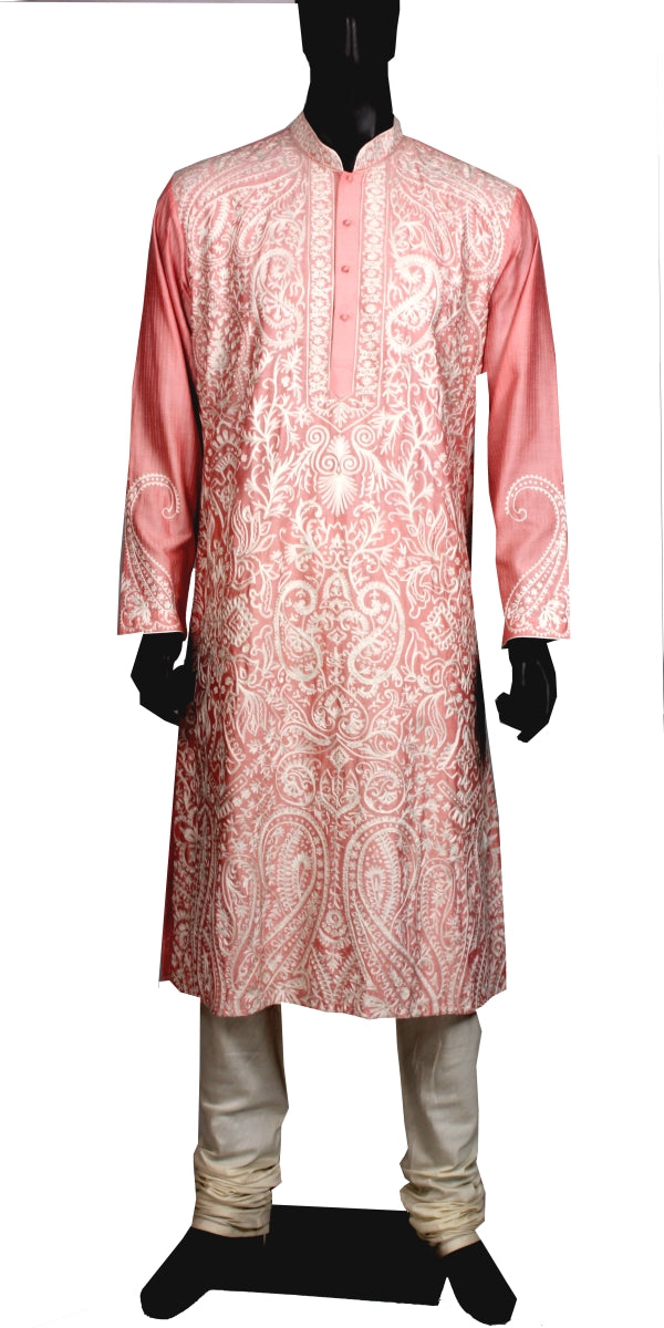 Pink with Ivory Aari Work Kurta