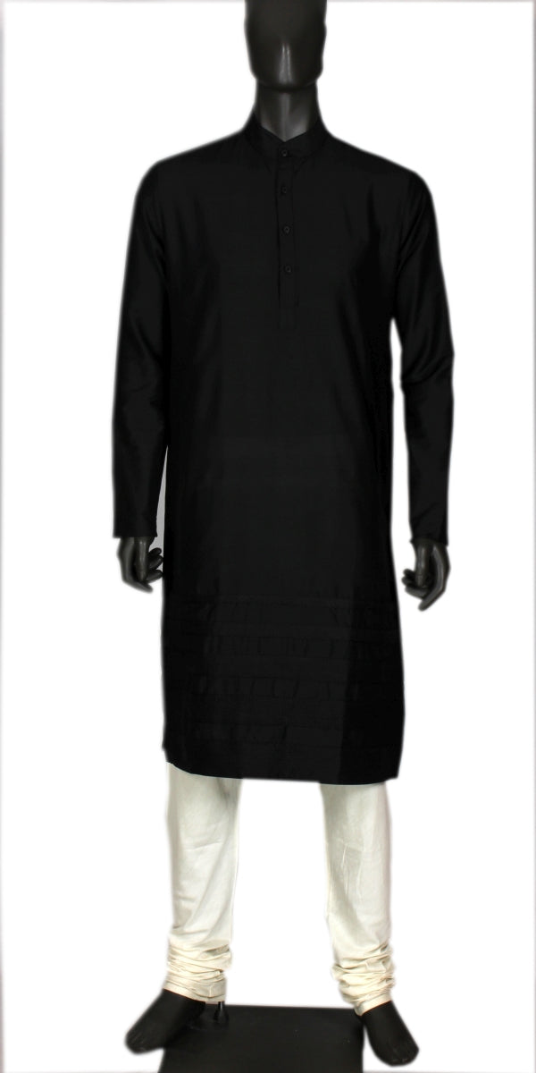 Black Spun Silk Kurta
