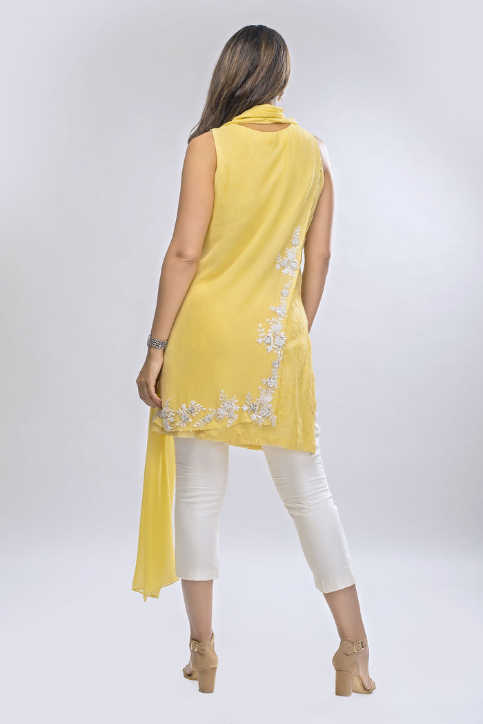 Neetu Draped Kurta Crop Pants Set