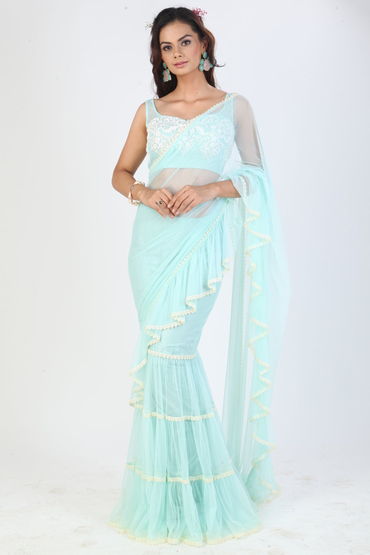 Mumtaz Ruffle Saree