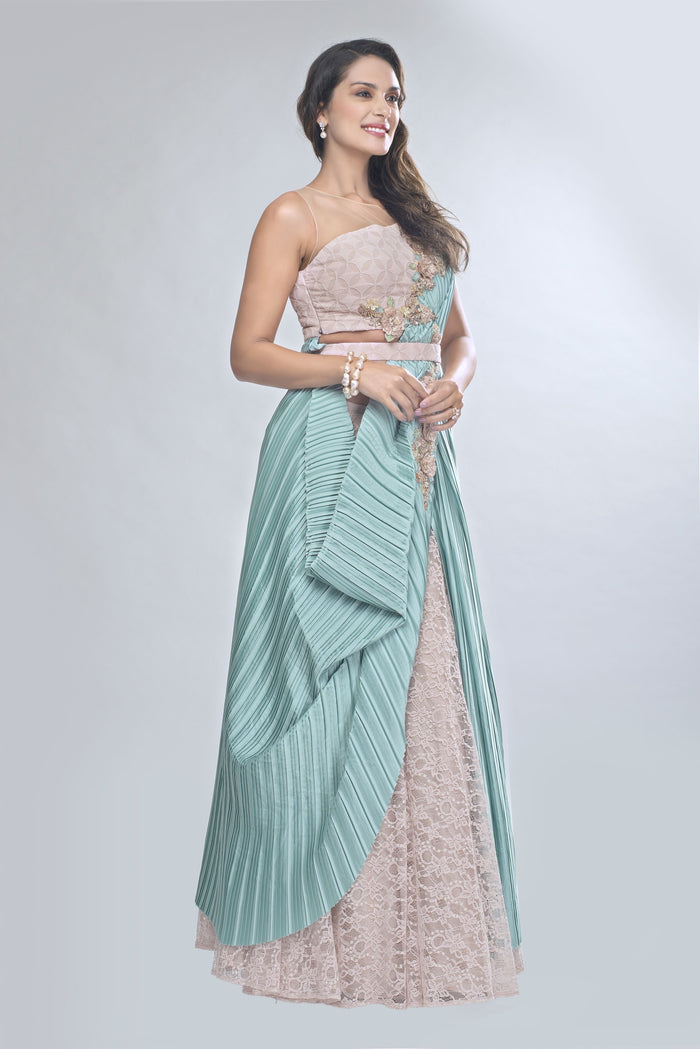 Amor Blush and Blue Lehenga