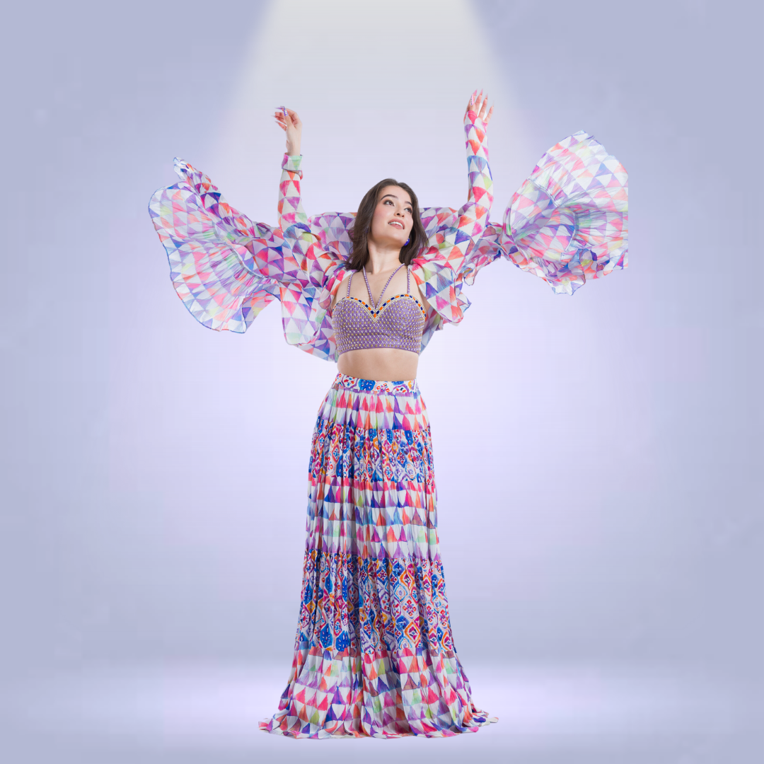 Malaikat crop top skirt set