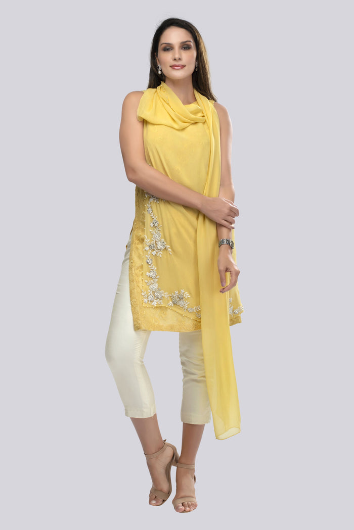 Neetu Draped Kurta Crop Pants Set