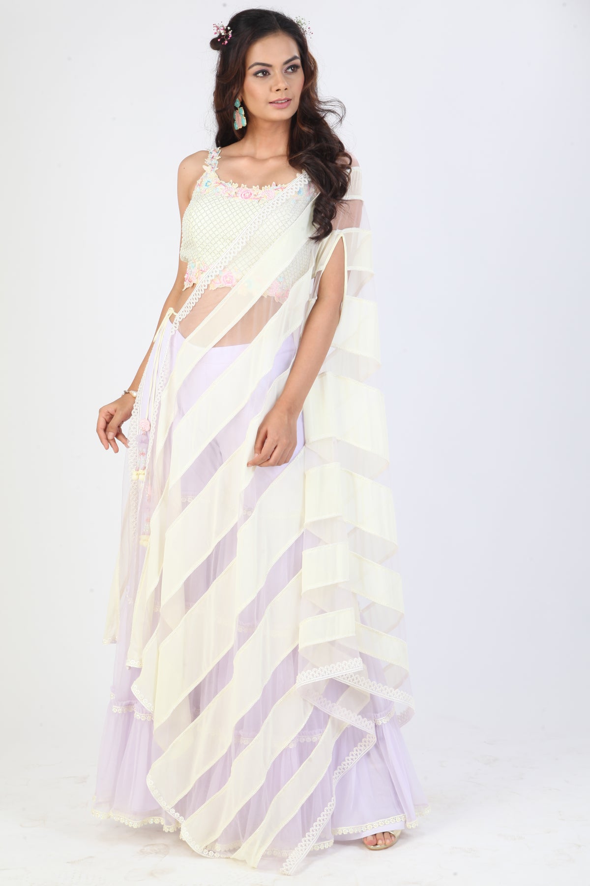Crop Top Sharara with Dupatta Jacket