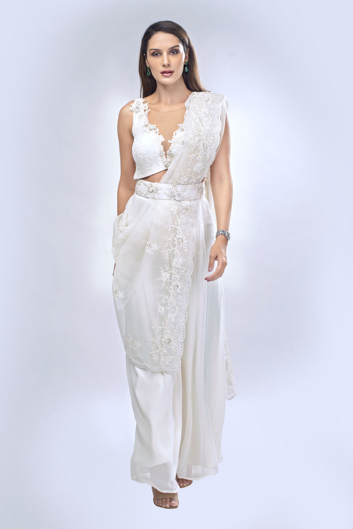 Ivory Crop Top + Pallazo Set