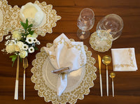 Ivory and Gold Napkin Set of 4