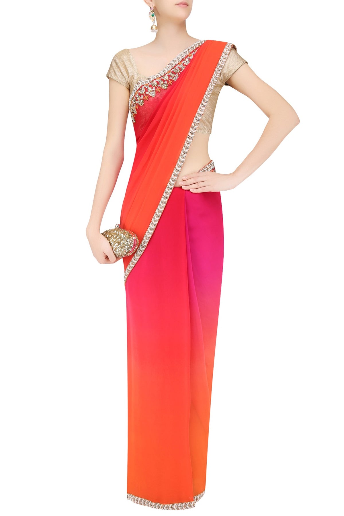 Kajol Ombré Pearl Work Sari