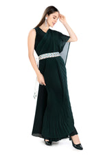 Crushed Satin Gown Sari