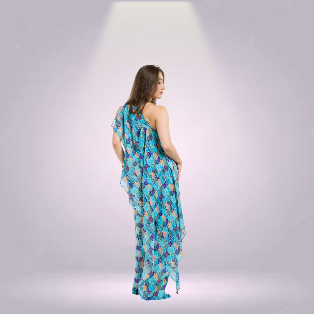 One Shoulder Tunic with Pants Coord Set
