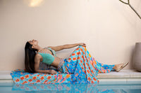 Beaded Crop Top with Tiered Skirt and Sheer Net Cape