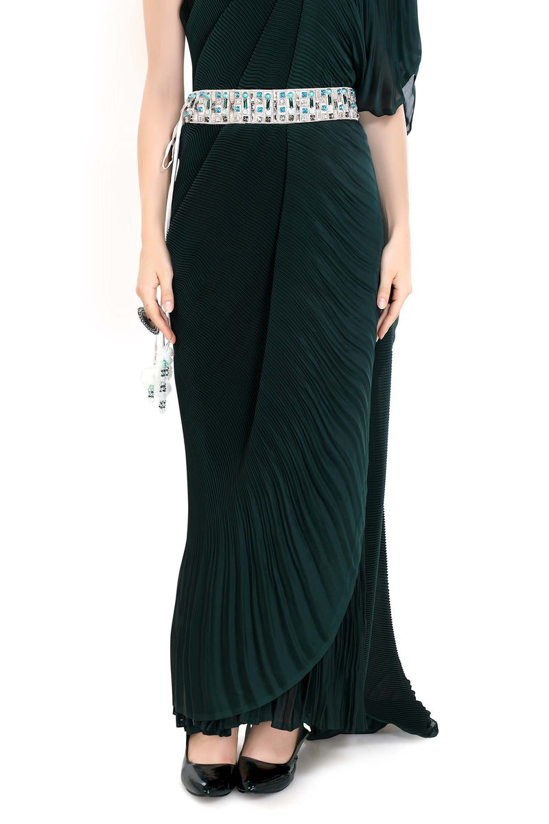 Crushed Satin Gown Sari