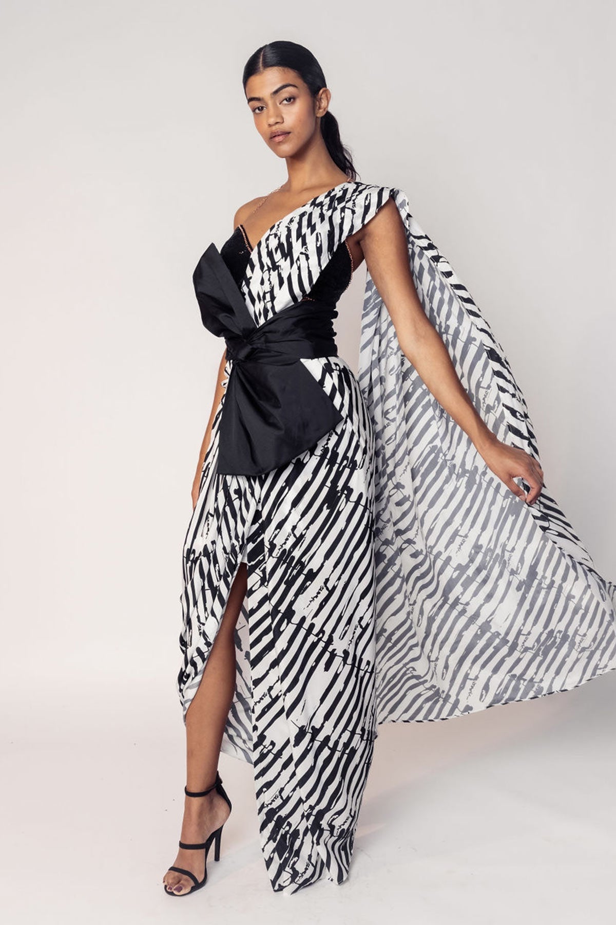 THE GAYATRI STITCHED SARI WITH A BOW BELT-RTS