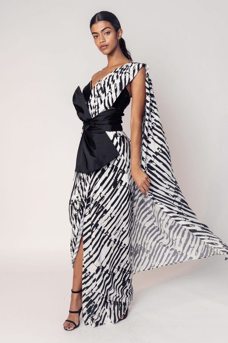 THE GAYATRI STITCHED SARI WITH A BOW BELT-RTS