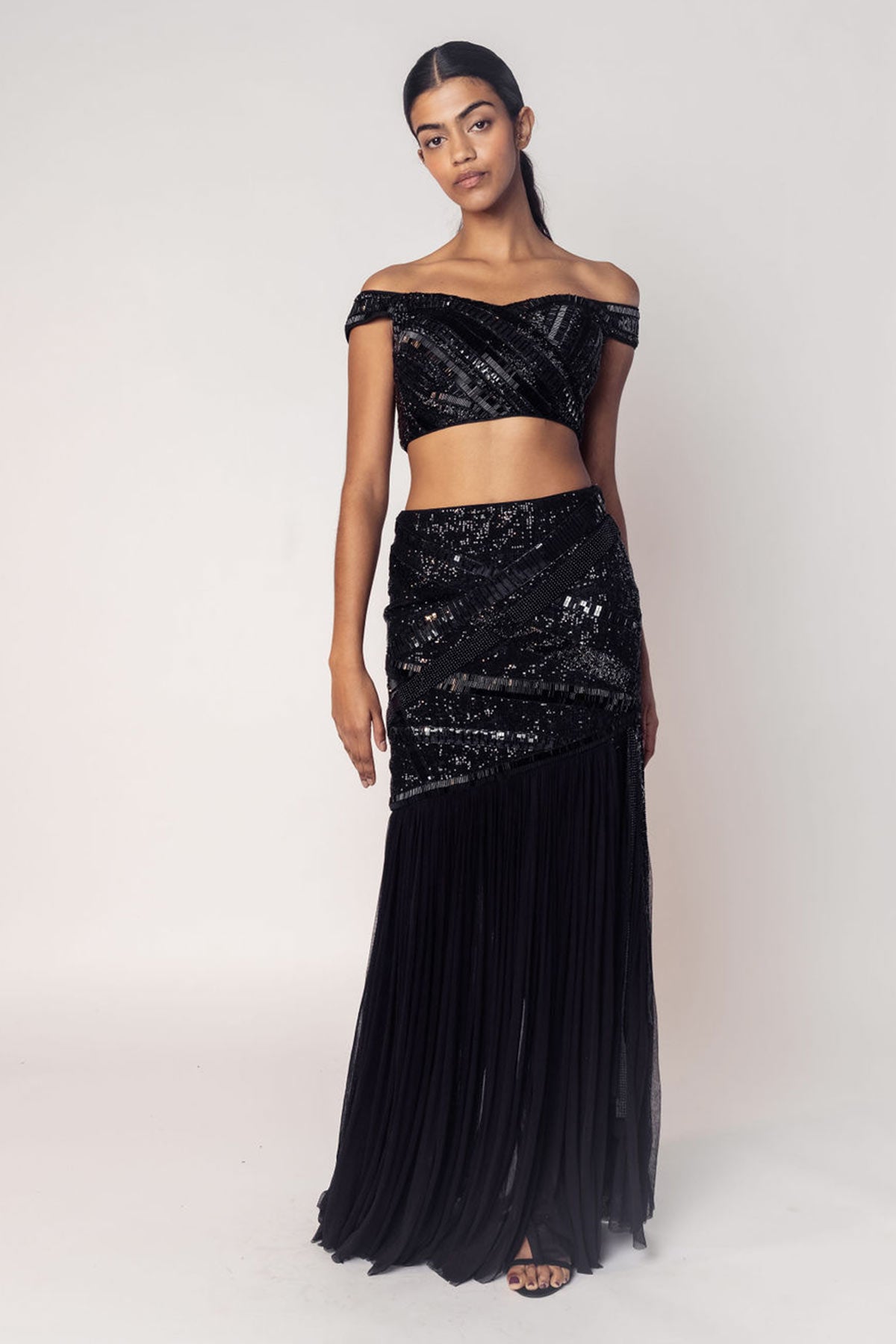 THE DIANA OFF SHOULDER TOP WITH A BEADED SKIRT-RTS