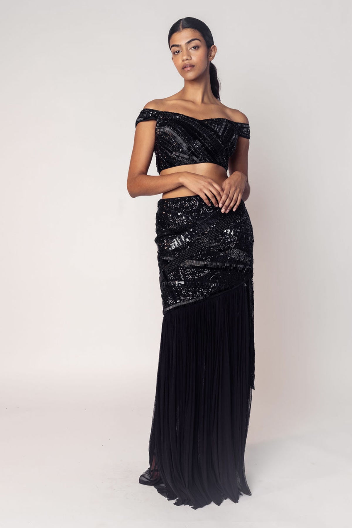 THE DIANA OFF SHOULDER TOP WITH A BEADED SKIRT