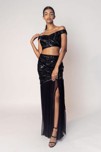THE DIANA OFF SHOULDER TOP WITH A BEADED SKIRT-RTS