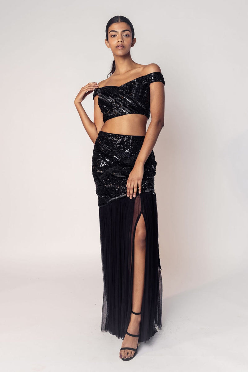 THE DIANA OFF SHOULDER TOP WITH A BEADED SKIRT-RTS