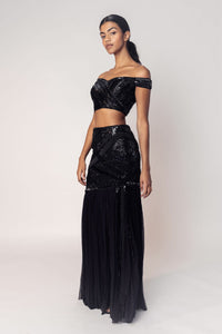 THE DIANA OFF SHOULDER TOP WITH A BEADED SKIRT