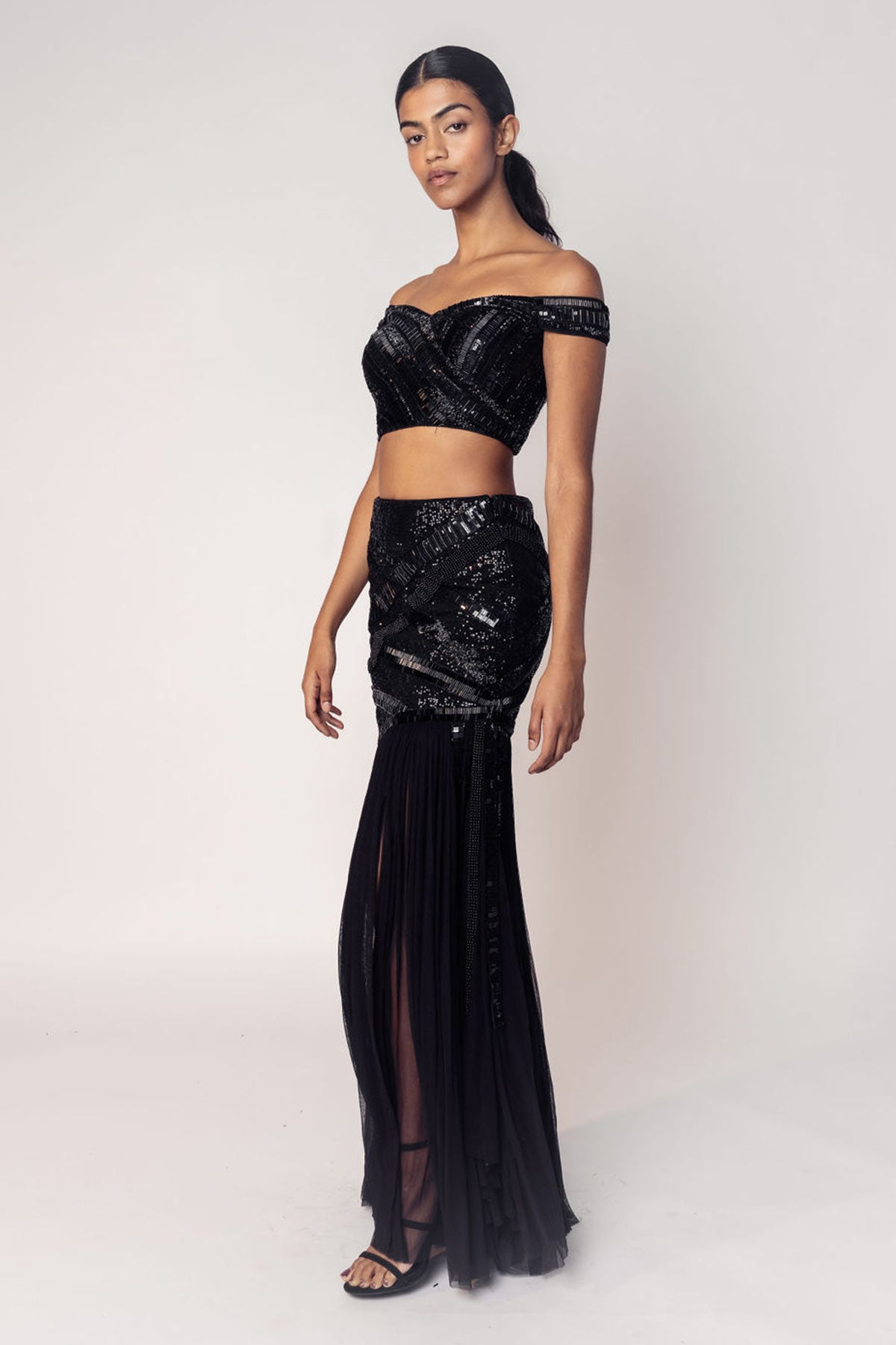 THE DIANA OFF SHOULDER TOP WITH A BEADED SKIRT-RTS