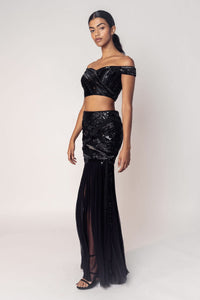THE DIANA OFF SHOULDER TOP WITH A BEADED SKIRT-RTS