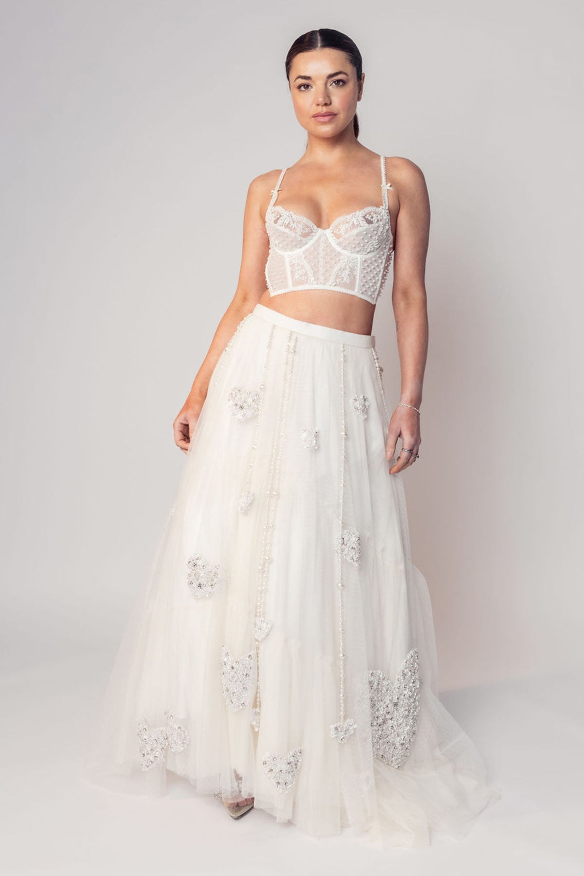 THE MADONNA LACE CORSET TOP AND HIGH LOW SKIRT