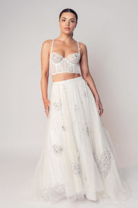 THE MADONNA LACE CORSET TOP AND HIGH LOW SKIRT