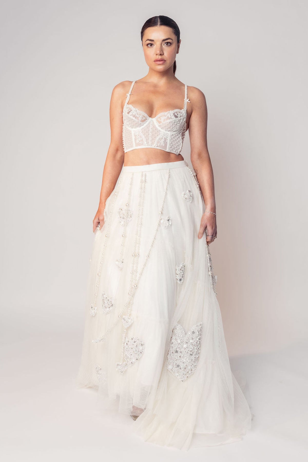 THE MADONNA LACE CORSET TOP AND HIGH LOW SKIRT