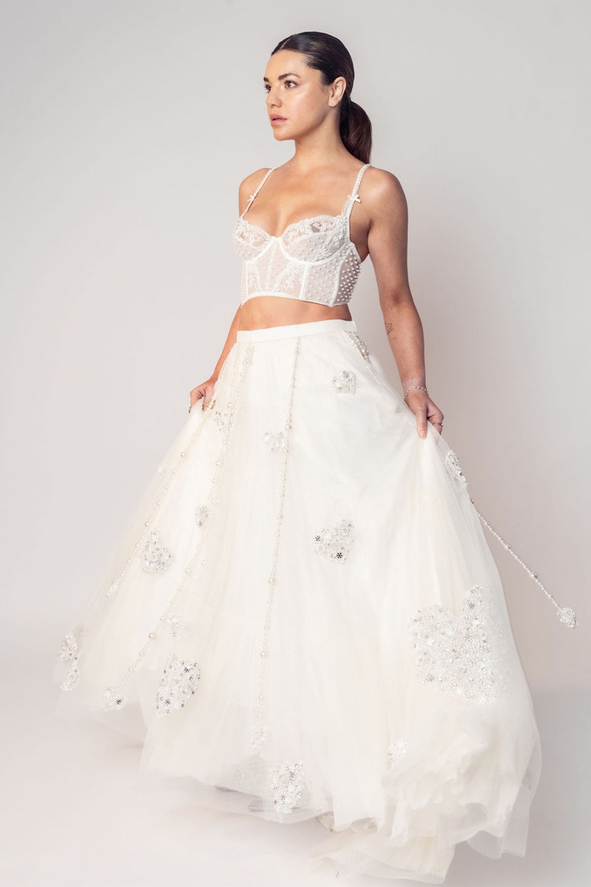 THE MADONNA LACE CORSET TOP AND HIGH LOW SKIRT-RTS