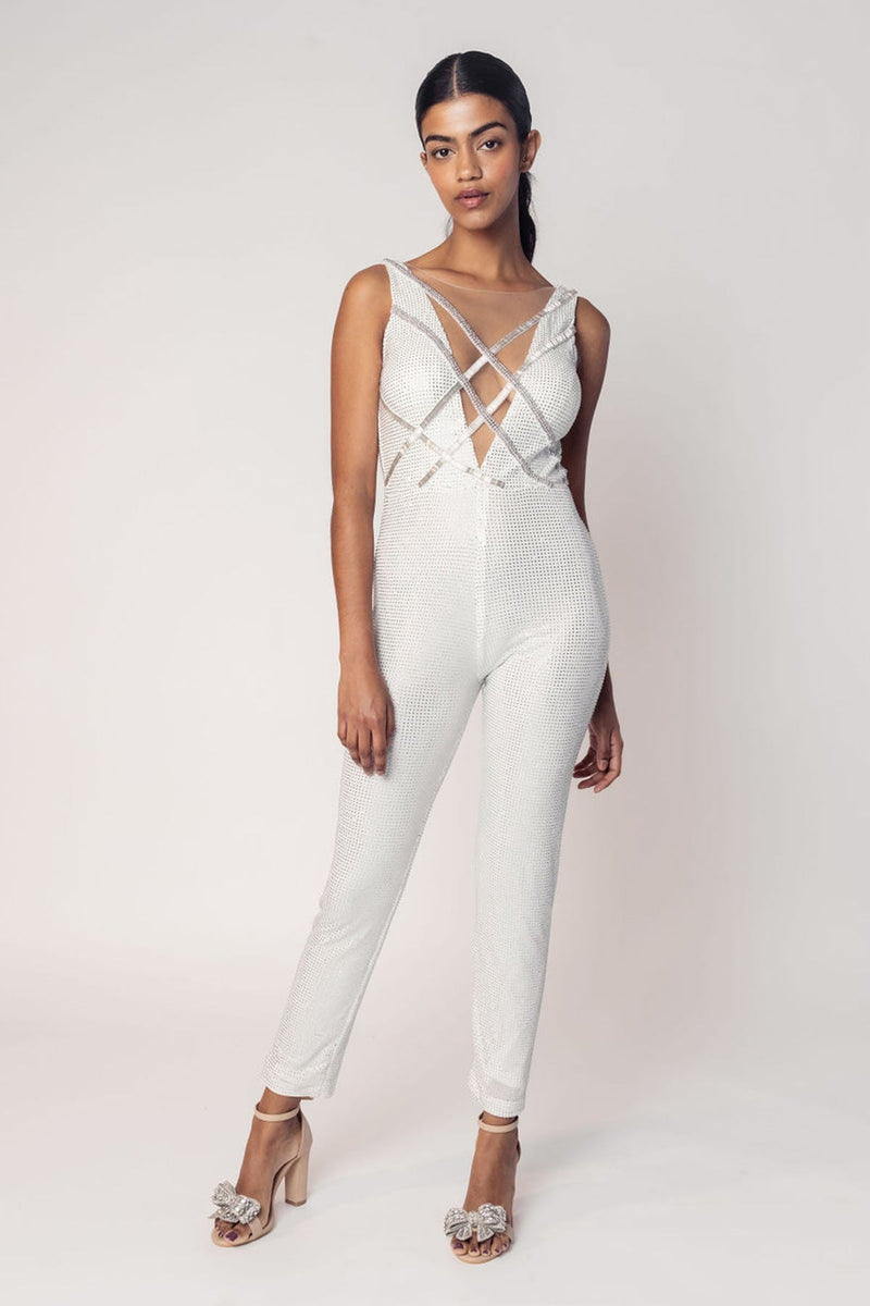 THE ZEENAT CRYSTAL JUMPSUIT WITH AN OVERLAYER SKIRT-RTS