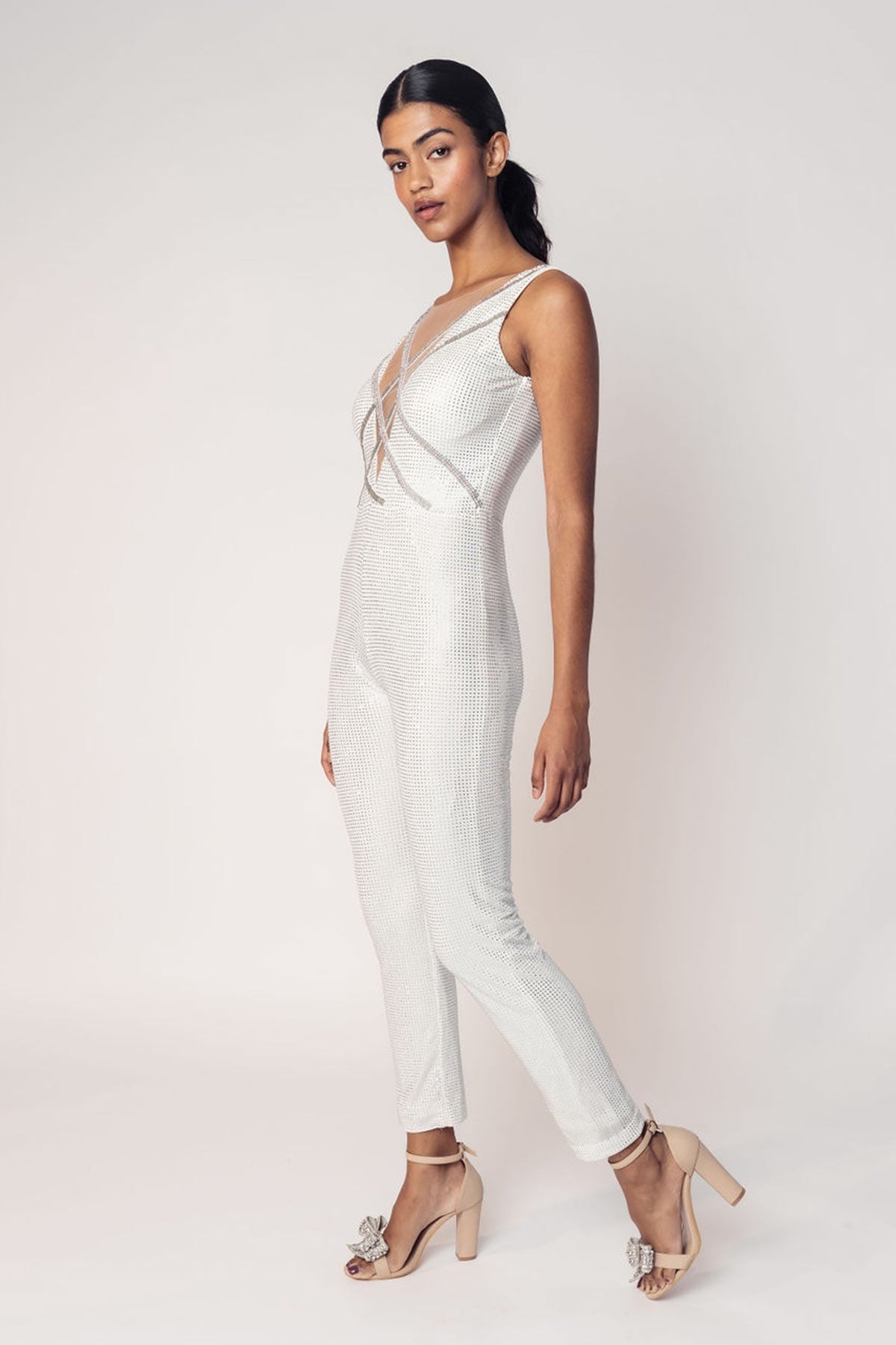 THE ZEENAT CRYSTAL JUMPSUIT WITH AN OVERLAYER SKIRT-RTS