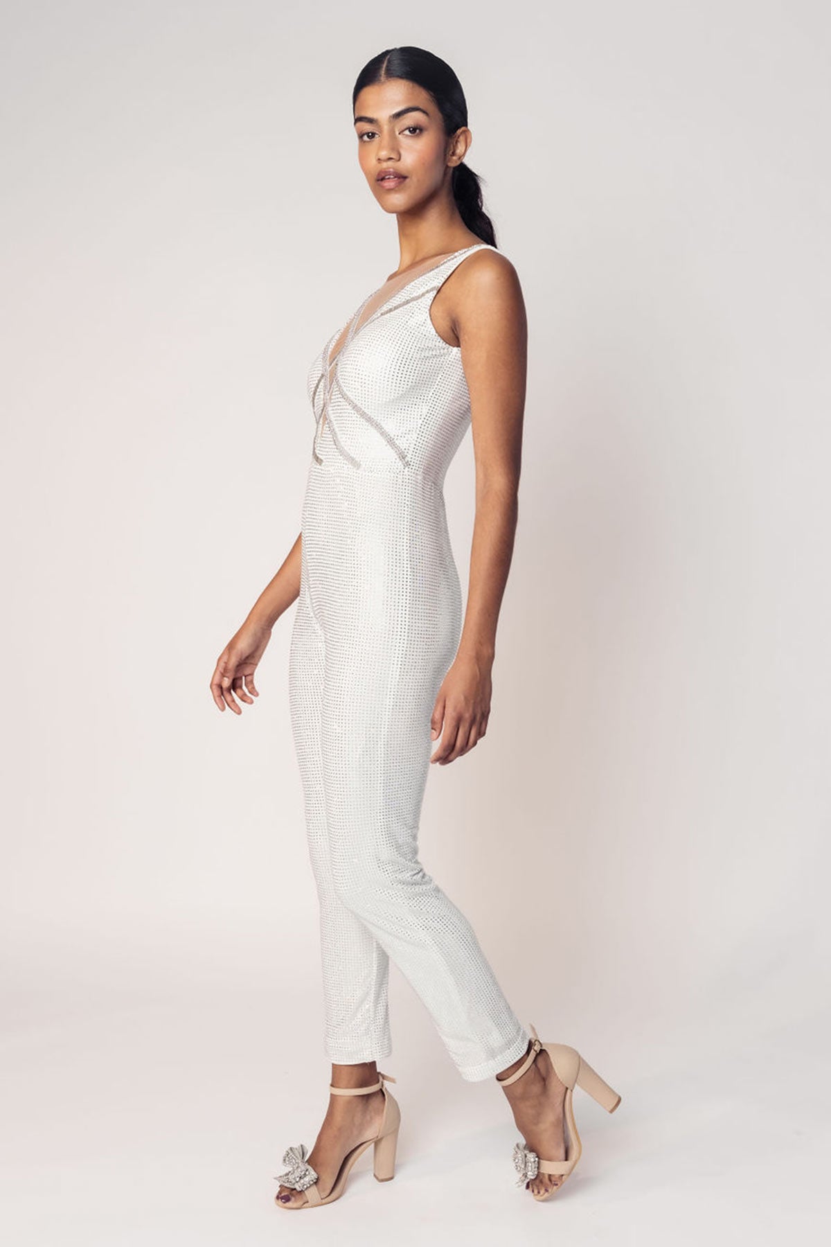 THE ZEENAT CRYSTAL JUMPSUIT WITH AN OVERLAYER SKIRT-RTS