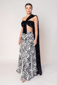 THE HIRA SEQUINNED TOP WITH A STRIPED SKIRT-RTS