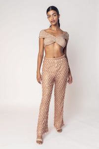 OFF SHOULDER CROP WITH EMBROIDERED PANTS-RTS