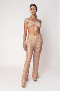 OFF SHOULDER CROP WITH EMBROIDERED PANTS-RTS