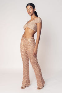 OFF SHOULDER CROP WITH EMBROIDERED PANTS-RTS