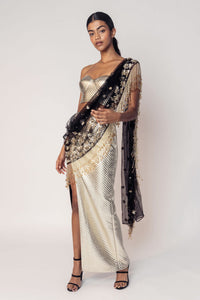 THE REKHA CORSET WITH A SLIT SKIRT AND ATTACHED SARI DRAPE