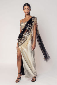 THE REKHA CORSET WITH A SLIT SKIRT AND ATTACHED SARI DRAPE