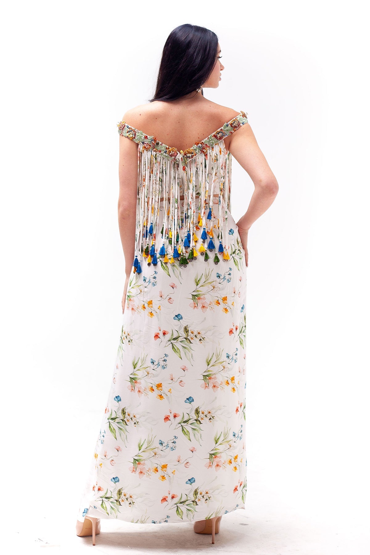 Emma Crop Top Skirt Set with Corded Tassels-RTS